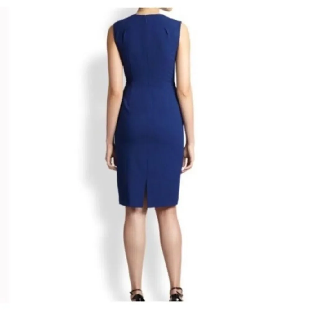 Bcbgmaxazria Samantha beaded neckline sheath dress in blue depth size 8